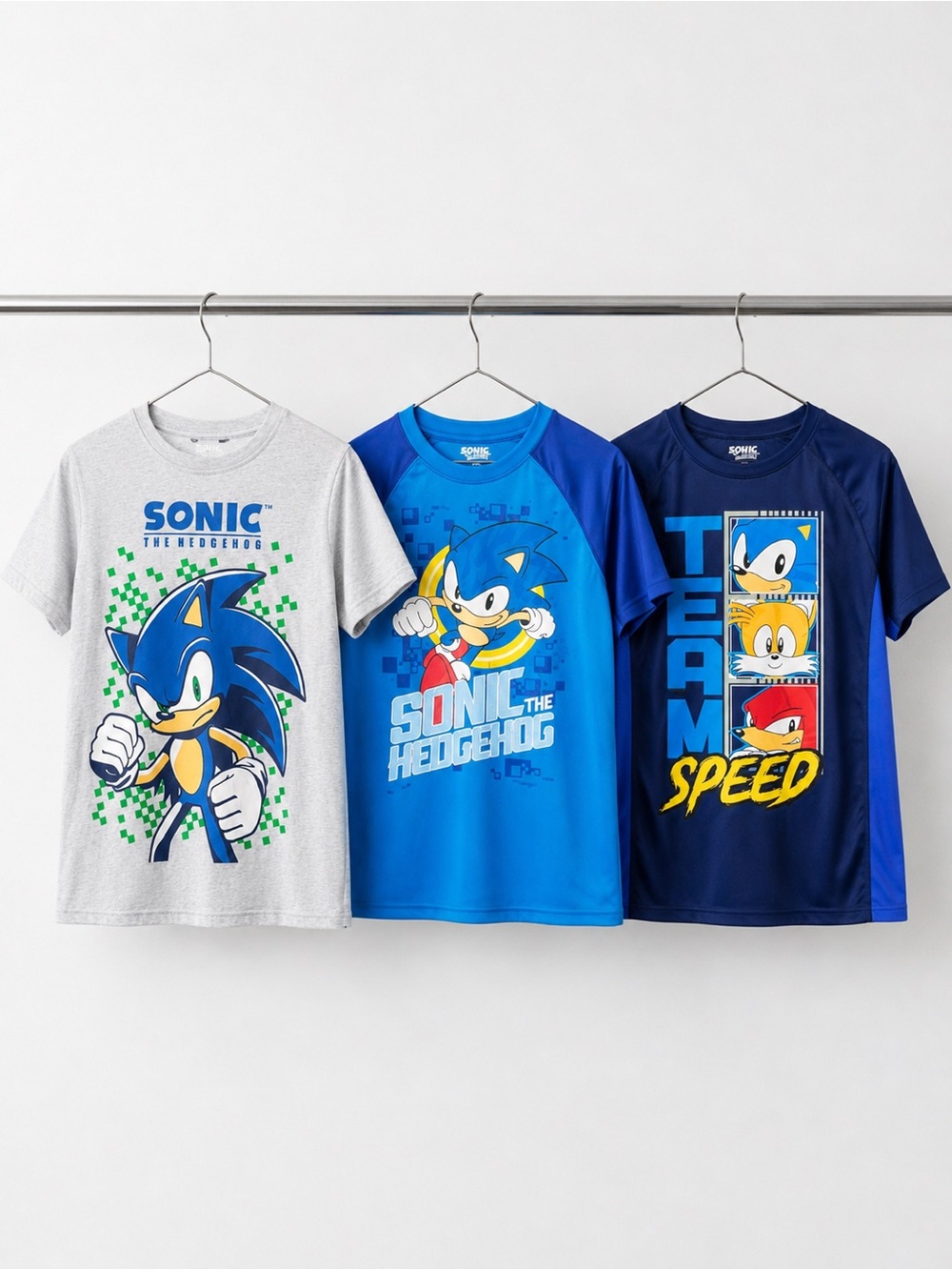 Boys Sonic The Hedgehog Summer T-Shirts Bundle of 3
